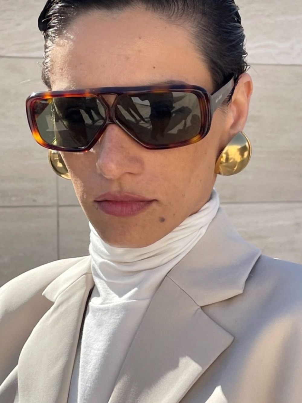 Saint Laurent Tortoiseshell Shield Sunglasses